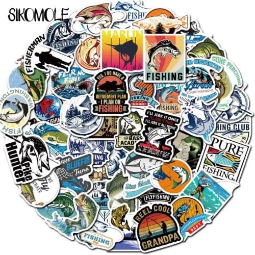 50Pcs Outdoor Camping Fisherman Go Fishing Stickers For Album Luggage Laptop Phone Notebook Decals Pegatinas Toy Stickers F5