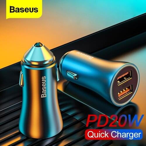 Baseus 40W Car Phone Charger Quick Charge PD QC 4.0 3.0 USBC Type C Fast Charging Charger For iPhone 12 Pro Xiaomi Mi 11 Samsung
