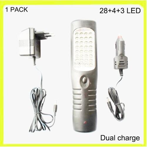 Cordless 28+4+3 LED warning light LED work lamp flash light torch rechargeable battery dual charger car roadside garage used