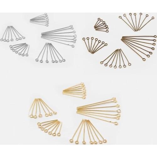 200pcs Metal Color 16-40mm Eye Head Pin Needles Beads Supplies for Jewelry Making Accessories Earring Findings Diy Supplies gift