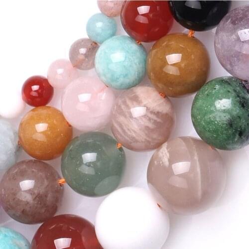 6-14mm Natural Multicolor Gem Stone Beads Round Loose DIY Beads For Jewelry Making beads Accessories 15'' For Women Men Gift