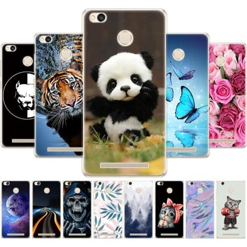 For xiaomi Redmi 3s Redmi 3 Pro Case Silicon TPU Phone Cover for Redmi3 Pro Case Redmi 3S 3 S Pro Case 5.0" flower Panda tiger