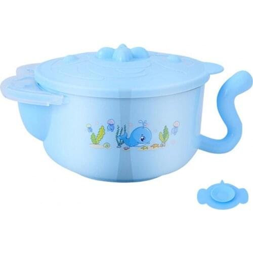 Children Bowl with Handle Water-filled Design Utensils Baby Stainless Steel Feeding Bowl for Home Use