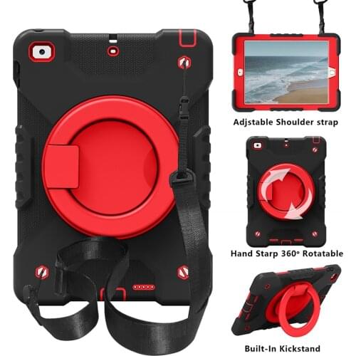 Kids Shockproof Cover with Shoulder Strap and Kickstand for iPad 9.7 Silicone Case 2017 2018 Protective Shell