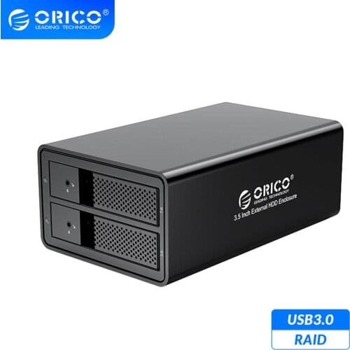 ORICO 95 Series 2 bay 3.5'' HDD Docking Station USB3.0 to SATA With RAID HDD Aluminum HDD Enclosure 78W External Power HDD Case