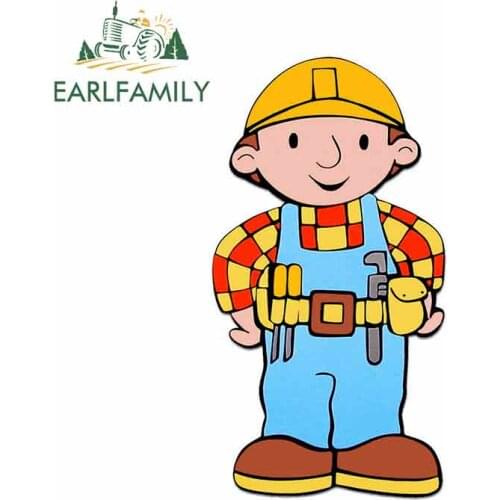 EARLFAMILY 13cm x 7.1cm for Bob The Builder Anime Car Stickers Vinyl JDM Helmet Motorcycle Sunscreen Bumper Trunk VAN Graphics