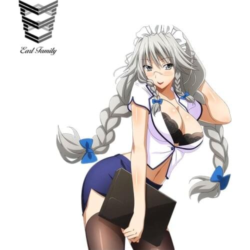 EARLFAMILY 3D Sexy Car Stickers Love Live! High School DxD Grayfia Lucifuge Render Car Styling JDM Vinyl Decal Car Accessories