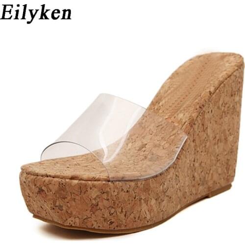 Eilyken 2021 New Summer Transparent Platform Wedges Sandals Women Fashion High Heels Female Summer Shoes Size 34-40