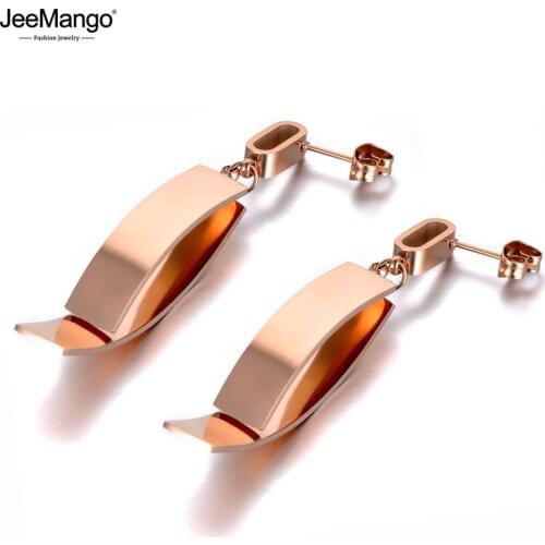 JeeMango Fashion Titanium Stainless Steel Geometry Dangle Earrings Bohemia Style Party Earrings Jewelry For Women Girls JE19313