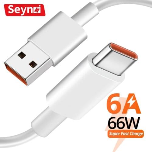 Fast Charge 6A USB Type C Cable For Samsung S20 S9 S8 Xiaomi Huawei P30 Pro Mobile Phone Charging Wire White Cable