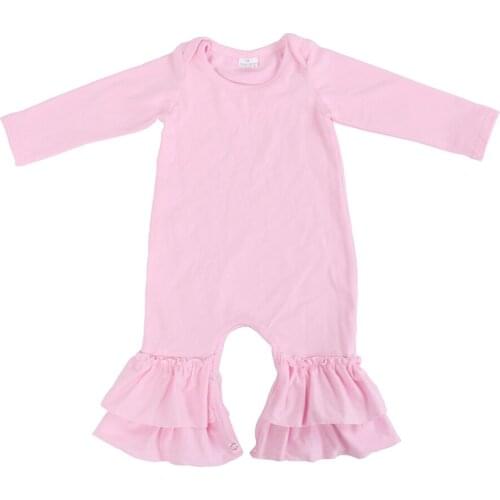 Kaiya Angel Baby Girl Winter Clothing Light Pink Baby Romper Long Sleeve Fall Christmas Baby Clothes Wholesale Rompers 0-24M