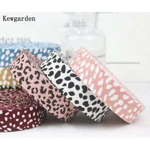 Kewgarden DIY Hair Bow Tie Accessories Leopard Fabric Layering Cloth Ribbon 1" 1-1/2" 25 40 10mm Handmade Tape Webbing 10 Meters
