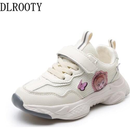 New Sport Children Shoes Kids Girls Sneakers Spring Summer Net Mesh Breathable Casual Hook & Loop Flat Running Shoe For Kids