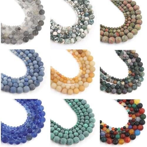 Natural Stone Dull Polish Matte Aventurine Agates Round Beads 4MM-12MM Spacer Beads Jewelry Making Diy Bracelet Necklace 15 Inch