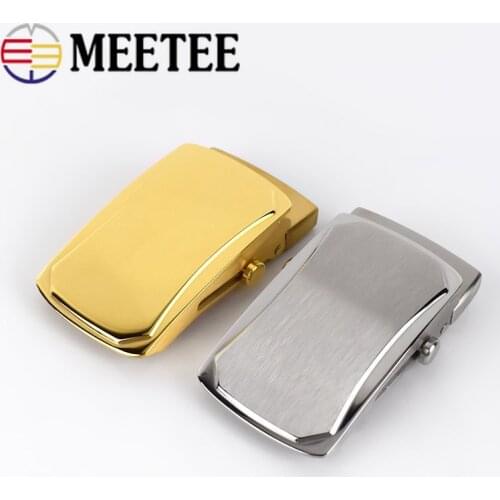 Meetee 1pc 36mm Mens Stainless Steel Belt Buckle Toothless Automatic Buckles DIY Simple Fashion Leather Craft Decoration YK002