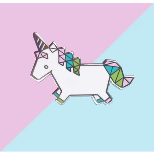 Cute Unicorn Origami Hard Enamel Pin Minimalism Cartoon Animal Lapel Pins Fashion Badge Brooch Backpack Accessories