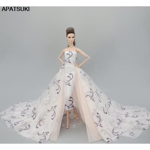 White Fashion Doll Clothes for Barbie Doll Outfits Wedding Dress Big Evening Dresses Party Gown 1/6 Doll Accessories Kids Toy