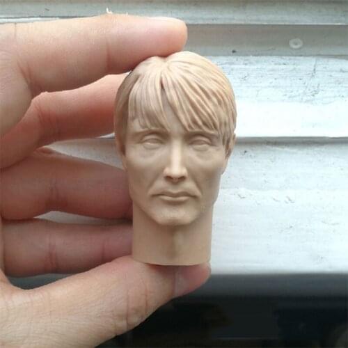 1/6 Mads Mikkelsen Unpainted Head for 12''Bodies Figures Practice Tools