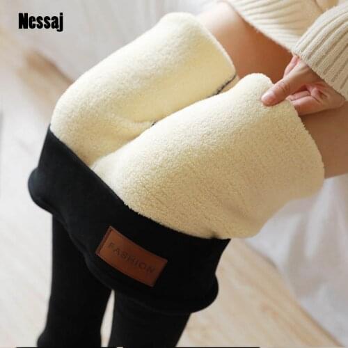 Nessaj Warm Pants Women Thermal Leggings High Waisted Jeggings For Girls Streetwear Trousers Women Winter Casual Leggings Women