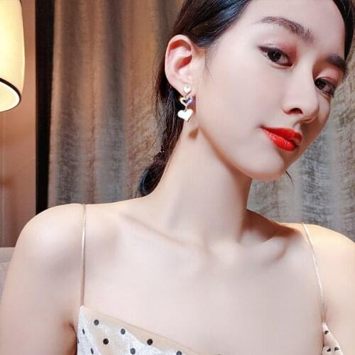 New Jewelry Three Size Love Shell Peach Heart Hollow Inlaid Crystal Earrings Fashion Personality Earrings Aretes De Mujer