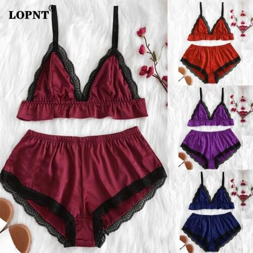 Foreign trade Europe and the United States new style sexy underwear sexy home furnishing split shiny cloth pajamas suit