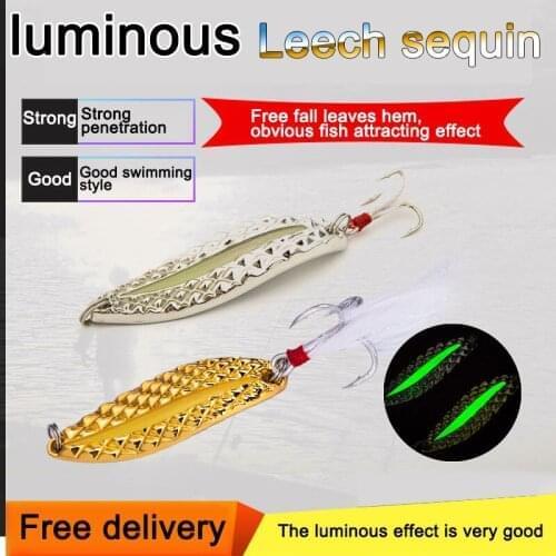 10PCS Fishing Bait Lure with Hook, Tartness Barbs Lures Sequins Metal Bass Hard Spoon Bait Jig Lure Artificial Hook