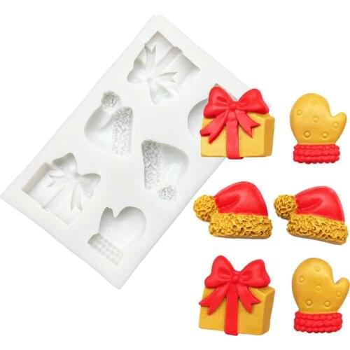 Christmas Gift Bags Hat Glove Silicone Cake Baking Mold Sugarcraft Chocolate Cupcake Resin Tools Fondant Decorating Tools