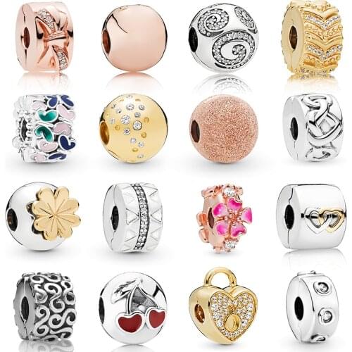 NEW 2019 100% 925 Sterling Silver Rose Gold Butterfly Arrangement Clip Charm Collocation Bracelet Fit DIY Girl Original Jewelry