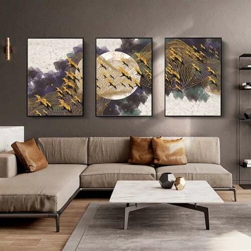 Nordic Scenery Painting Abstract Canvas Painting Home Decor Brid Moon Net Picture Art Print Living Room Wall Decor Home Poster