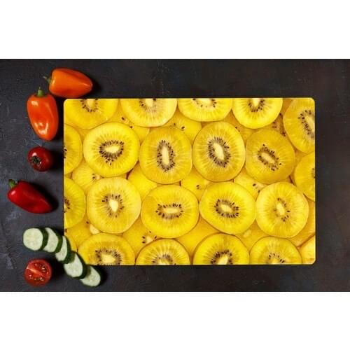 Glass Cutting Board Gold Kiwi Patterned Glass Cutting Plate heat Resistant Glass 30x40 Chopping Block Glass High Quality print