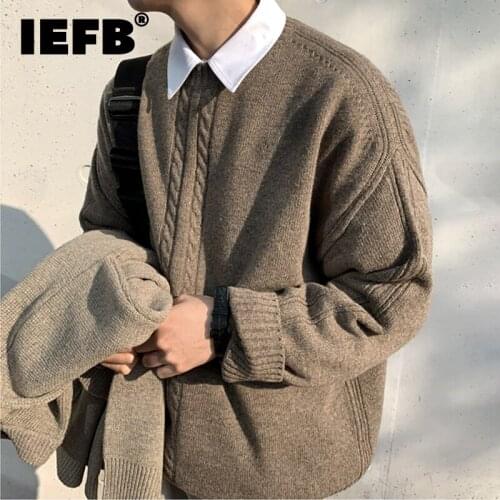 IEFB Korean Kintted Sweater Mens Loose Fashion Pullover Loose Vintage 2020 Autumn Winter Thickened Kintwear Tops Male 9Y4754