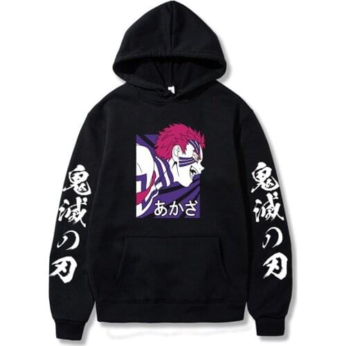 Cartoon Demon Slayer Hoodies Japanese Anime Kimetsu No Yaiba Harajuku Akaza Sweatshirts Unisex Casual Oversized Winter Hoodies
