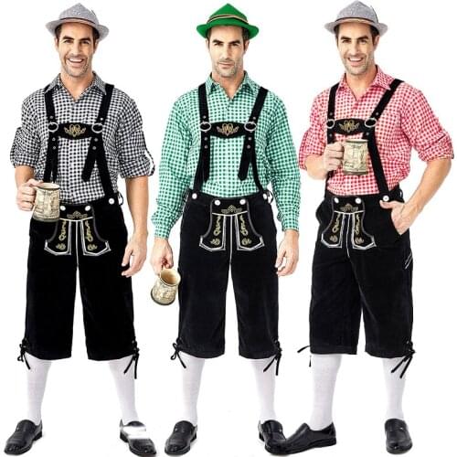 Adult Man Traditional Okotberfest Lederhosen Costume Bavaria Beer Festival Party Bar Waiter Uniform Fancy Dress
