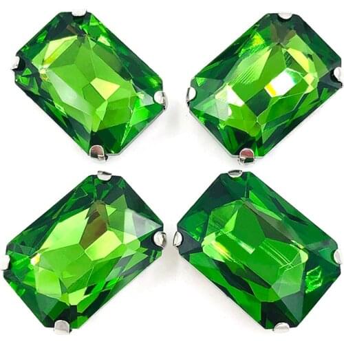 Grass green High quality crystal glass Silver claw loose rhinestones,flatback sew on rhinestone,DIY Apparel accessories