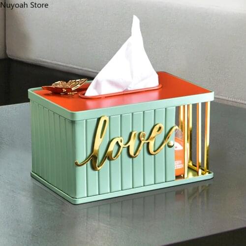 Creative Modern Light Luxury Style Tissue Box Living Room Home Napkin Tray Coffee Table Decoration American Table Top Tray