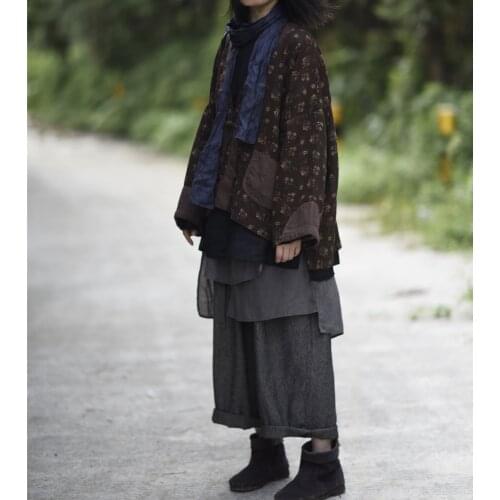 Women Spring Autumn Double layer Cotton Printed Jacket Short Coat Outerwear Female 2021 Short Coat