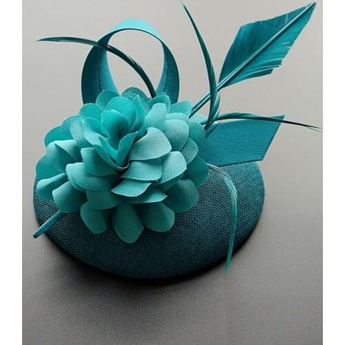 Women Formal Fedora Hat Mariage Bride Hairpins Ladies Elegant feathers Fascinators Headband Church Sinamay Hat