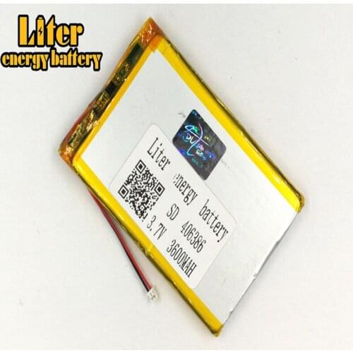1.25MM 2pin connector Cheap 406386 3.7v 3600mah rechargeable lithium polymer Tablet PC li po rechargeable battery