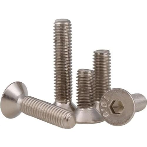10/20PCS Hex Head Countersunk Bolt Socket Bolts Allen Key M4 M5 M6 M8 Hexagon Nickel
