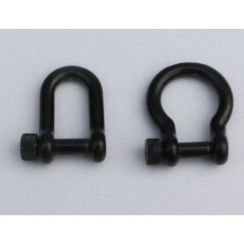 10PC Black Stainless Steel Bow/U Shape Anchor Adjustable Shackle Round Pin Outdoor Survival Rope Paracord Bracelet Buckle