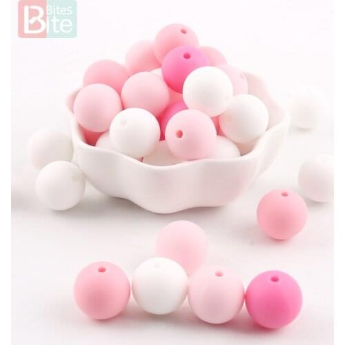 Bite Bites 10PC Round Silicone Beads 12mm Beads Baby Teether Baby Silicone Teething Toys Tool Care DIY Necklace Pacifier Chain
