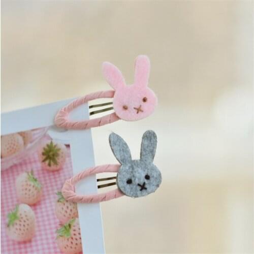 12pcs/Lot Kids Cute Cartoon Felt Animal Snap Hair Clip Bunny Hair Clips Hairpins Hair Accessories