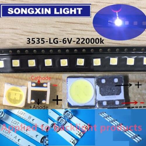 20PCS/Lot For LG SMD LED 3535 6V Cold White Chip-2 2W For TV/LCD Backlight TV Application