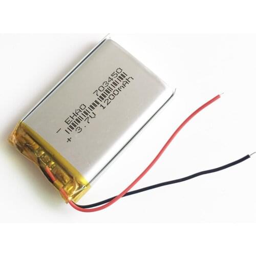 3.7V 1200mAh Lipo lithium polymer rechargeable battery 703450 for MP3 GPS DVD recorder headset e-book camera