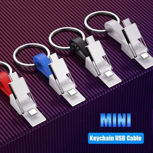 3 in 1 Portable Keychain USB Cable Micro USB Type C MultiFunction Magnetic Fast Charging Wire For iPhone 12 Pro Max Xiaomi 11 9