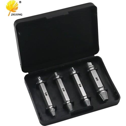 4pc Double Ended Damaged Screw Extractor Broken Breakage Head Screw Extractors Wood Bolts Remover Extract Drill Tool 1# 2# 3# 4