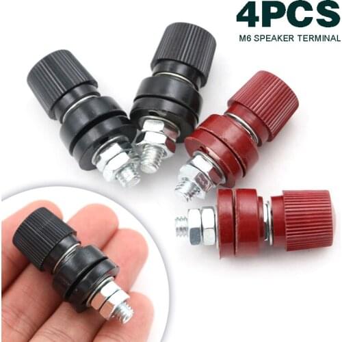 4pcs Mini Red+Black M6 Binding Post Speaker Power Supply Copper Solder Wire Connection Terminal Blocks Audio Speaker Accessories