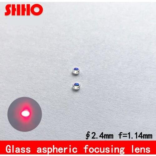 Super small glass aspheric len focusing lens coated film lenses diameter 2.4mm focal length 1.14mm optical laser coupled lens
