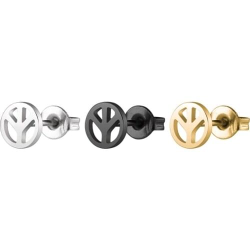 AsJerlya Titanium Steel Stainless Steel Airplane Peace Symbol Thin Needle Ear Stud Trend of Fashion Simple Anti-Allergy
