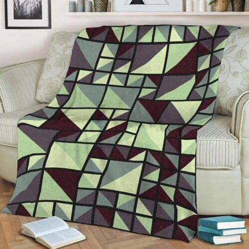 Abstract Geometric Pattern 3D Printed Velvet Plush Throw Fleece Blanket Bedspread Sherpa Blanket Home Decora